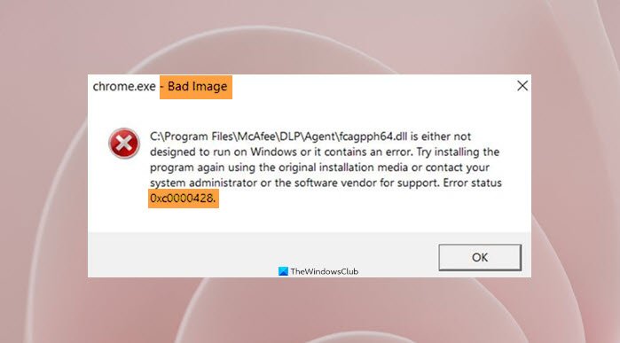 Windows Error 0xc0000428