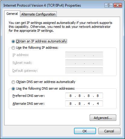 TCP/IPv4 Properties