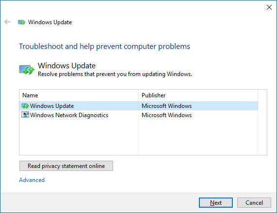 Troubleshoot Windows Update