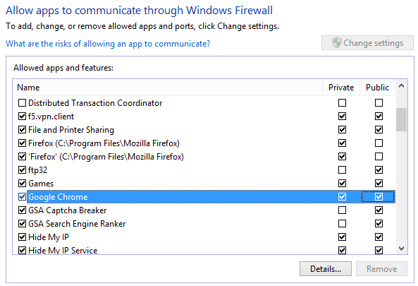 Windows Firewall Settings