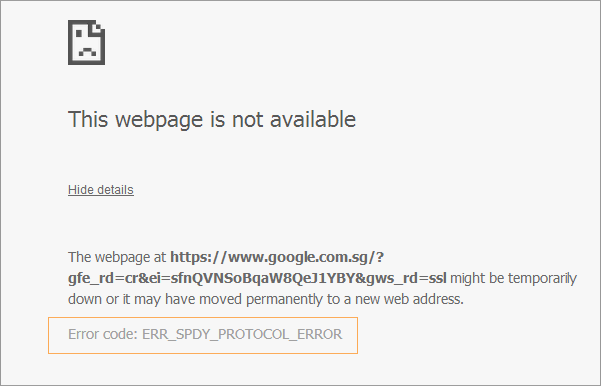 Chrome Error ERR_SPDY_PROTOCOL_ERROR