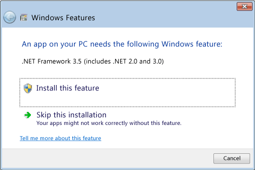 Install .Net Framework 3.5