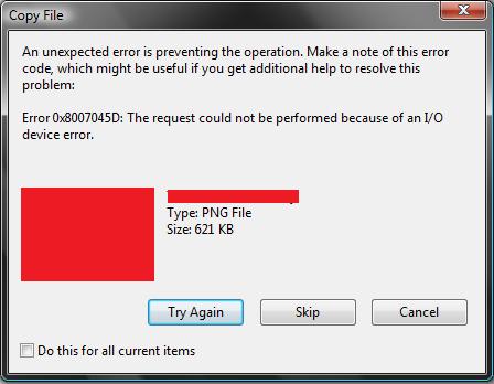 Windows Error Code 0x8007045D