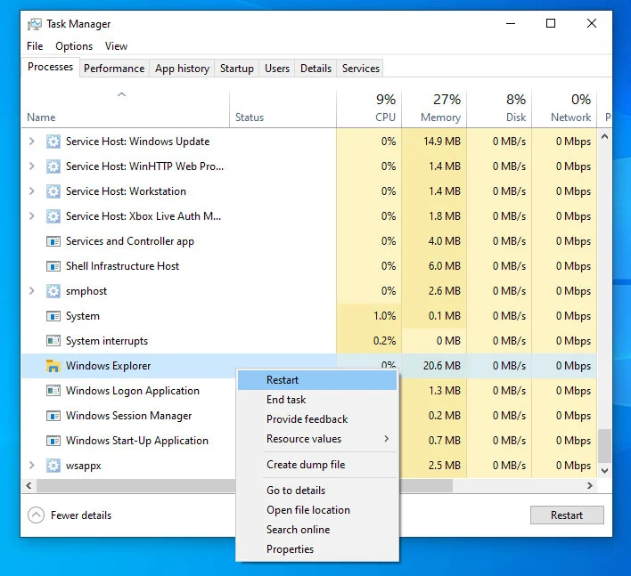 End Windows Explorer Processes